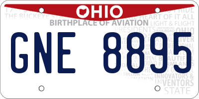 OH license plate GNE8895