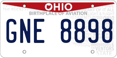 OH license plate GNE8898
