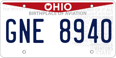 OH license plate GNE8940