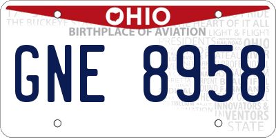 OH license plate GNE8958