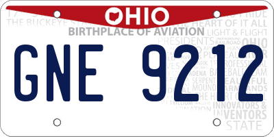 OH license plate GNE9212