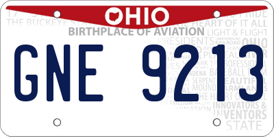 OH license plate GNE9213