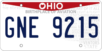 OH license plate GNE9215