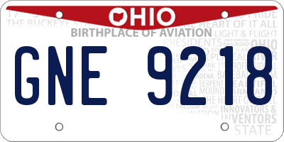 OH license plate GNE9218