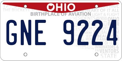 OH license plate GNE9224