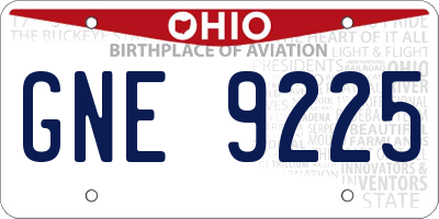 OH license plate GNE9225