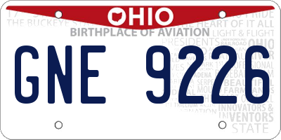OH license plate GNE9226
