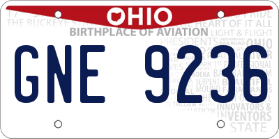 OH license plate GNE9236