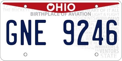OH license plate GNE9246