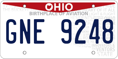 OH license plate GNE9248
