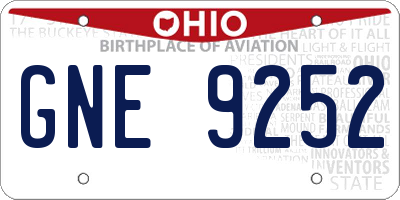 OH license plate GNE9252