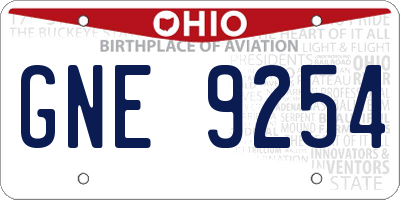 OH license plate GNE9254