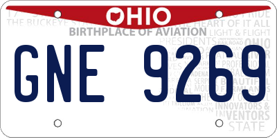 OH license plate GNE9269