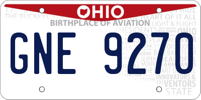OH license plate GNE9270