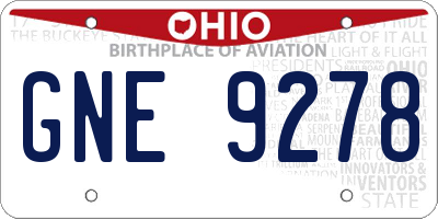OH license plate GNE9278