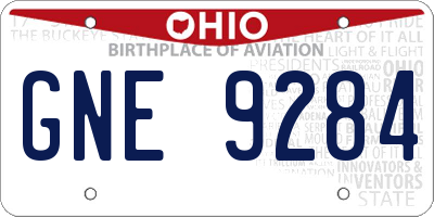 OH license plate GNE9284