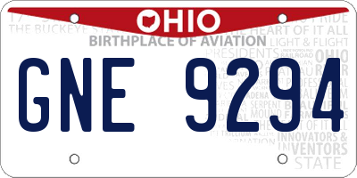 OH license plate GNE9294