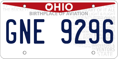 OH license plate GNE9296