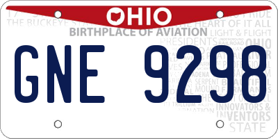OH license plate GNE9298
