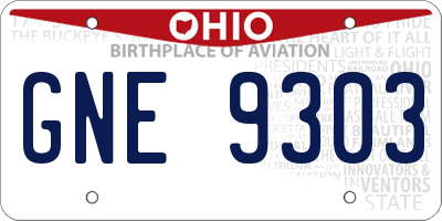 OH license plate GNE9303