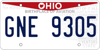 OH license plate GNE9305