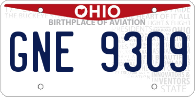 OH license plate GNE9309