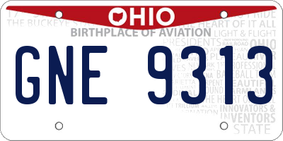 OH license plate GNE9313