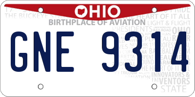 OH license plate GNE9314