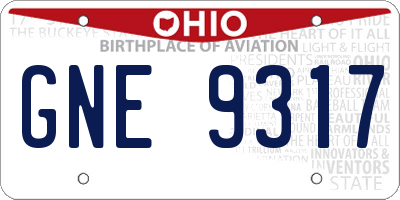 OH license plate GNE9317