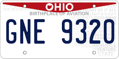 OH license plate GNE9320