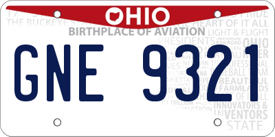 OH license plate GNE9321