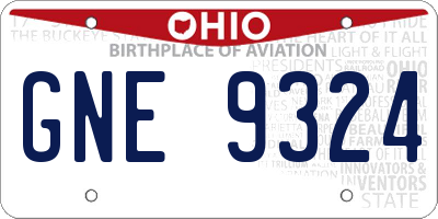 OH license plate GNE9324