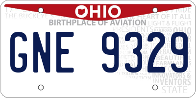OH license plate GNE9329