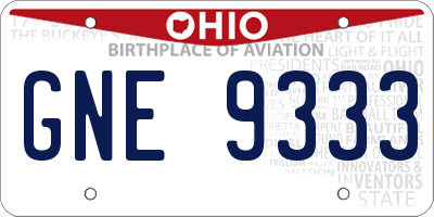 OH license plate GNE9333
