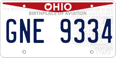 OH license plate GNE9334