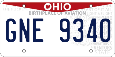 OH license plate GNE9340