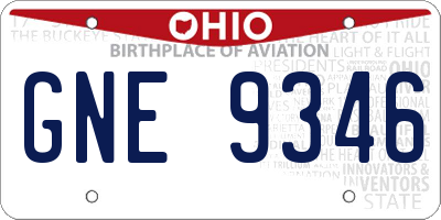OH license plate GNE9346