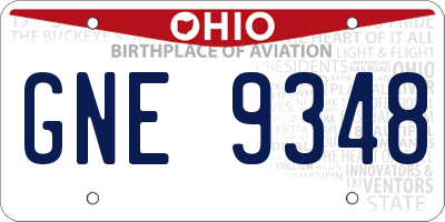OH license plate GNE9348