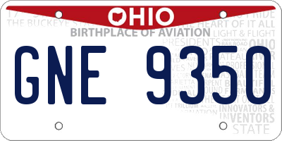 OH license plate GNE9350