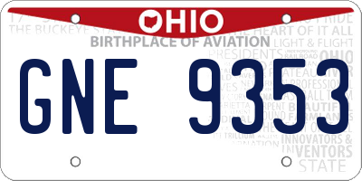 OH license plate GNE9353