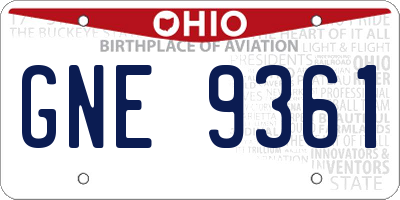 OH license plate GNE9361