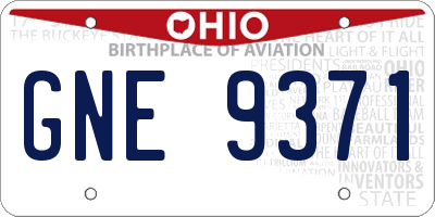 OH license plate GNE9371