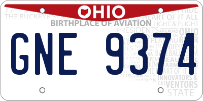 OH license plate GNE9374
