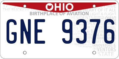 OH license plate GNE9376