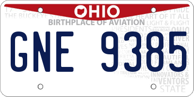 OH license plate GNE9385