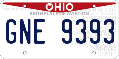 OH license plate GNE9393