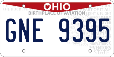OH license plate GNE9395