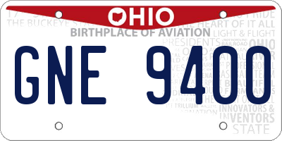 OH license plate GNE9400