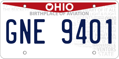 OH license plate GNE9401
