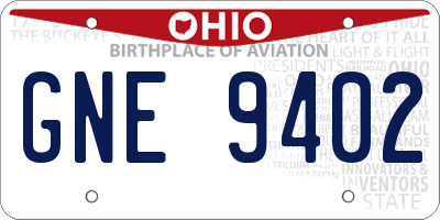 OH license plate GNE9402